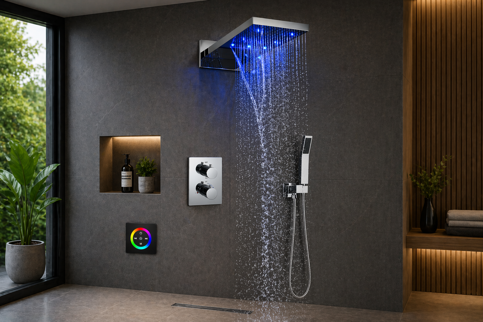 Ceiling mounted rain shower head design